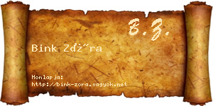 Bink Zóra névjegykártya